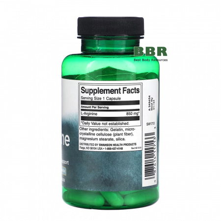 L-Arginine 850mg 90 Caps, Swanson