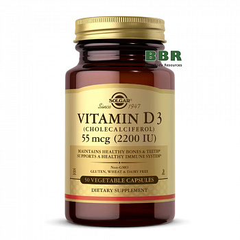 Vitamin D3 (Cholecalciferol) 2200iu 50 Veg Caps, Solgar