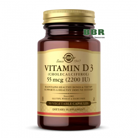 Vitamin D3 (Cholecalciferol) 2200iu 50 Veg Caps, Solgar