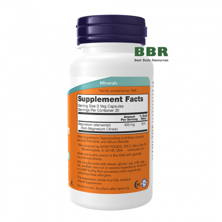 Magnesium Citrate 60 Veg Caps, NOW Foods