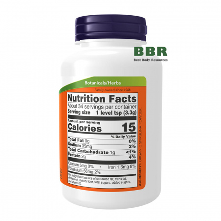 Organic Spirulina Powder 113g, NOW Foods
