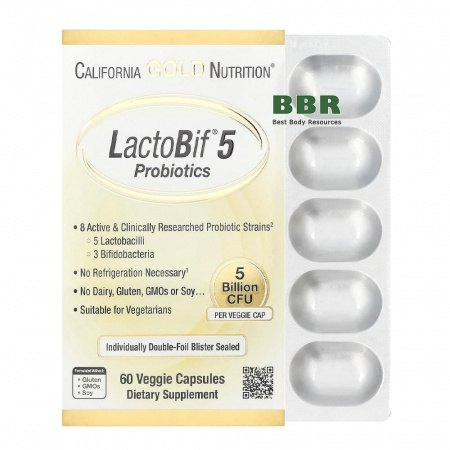 LactoBif 5 Probiotics 60 Veg Caps, California GOLD Nutrition