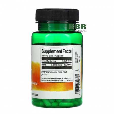 Biotin 5000mcg 100 Caps, Swanson