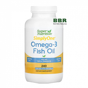 SimplyOne Omega 3 Fish Oil 240 Fish Softgels, Super Nutrition