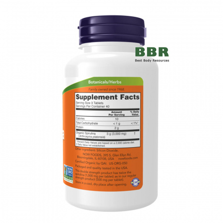 Spirulina 1000mg 120 Tabs, NOW Foods