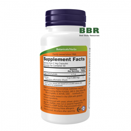 Valerian Root 500mg 100 Caps, NOW Foods