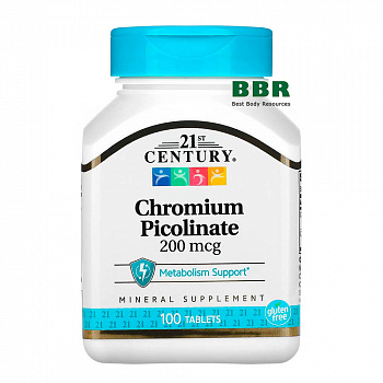 Chromium Picolinate 200mcg 100tab, 21st Century