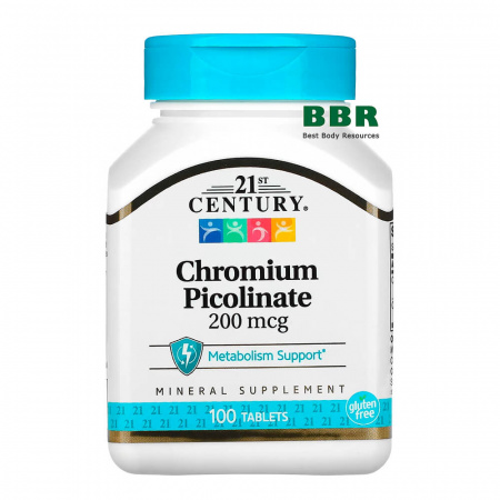 Chromium Picolinate 200mcg 100tab, 21st Century