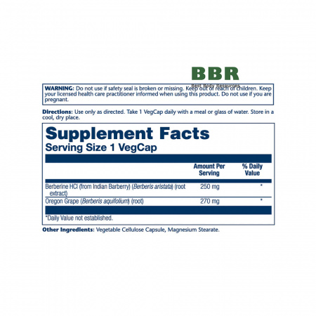 Vital Extracts Berberine With Oregon Grape 250mg 60 Veg Caps, Solaray