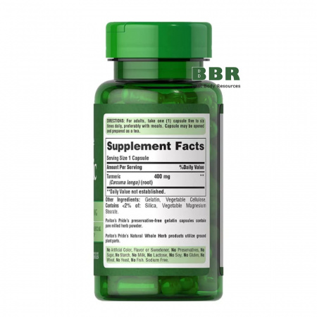 Turmeric 400mg 100 Caps, Puritans Pride