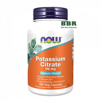 Potassium Citrate 99mg 180 Veg Caps, NOW Foods