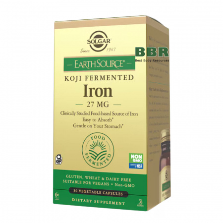 Koji Fermented Iron 27mg 30 Veg Caps, Solgar