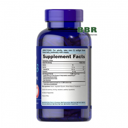 Omega 3 Fish Oil 1200mg 200 Softgels, Puritans Pride
