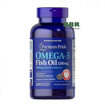 Omega 3 Fish Oil 1200mg 200 Softgels, Puritans Pride