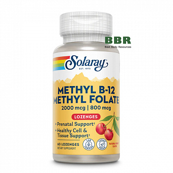 Methyl B-12 Methyl Folate 2000mcg 60 Lozenges, Solaray