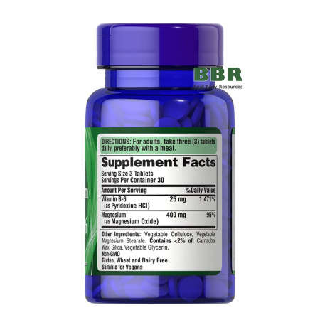 Magnesium With Vitamin B6 90 Tabs, Puritans Pride