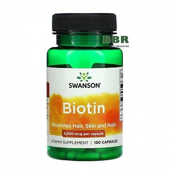 Biotin 5000mcg 100 Caps, Swanson