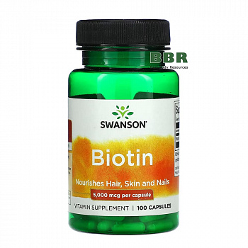 Biotin 5000mcg 100 Caps, Swanson