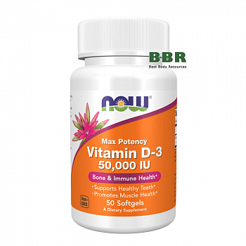 Vitamin D-3 50000iu 50 Softgels, NOW Foods