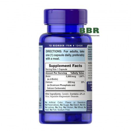 Biotin 5000mcg 60 Caps, Puritan`s Pride