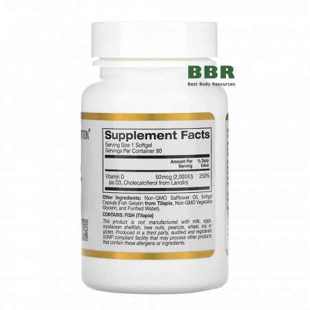 Vitamin D3 2000iu 90 Fish Softgels, California GOLD Nutrition