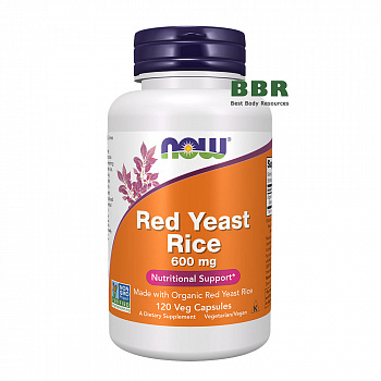 Red Yeast Rice 600mg 120 Veg Caps, NOW Foods