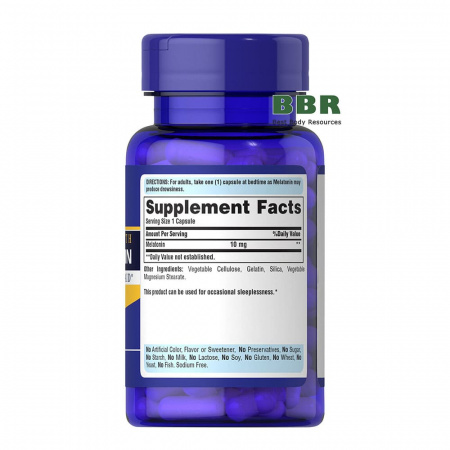 Melatonin 10mg 30 Caps, Puritans Pride