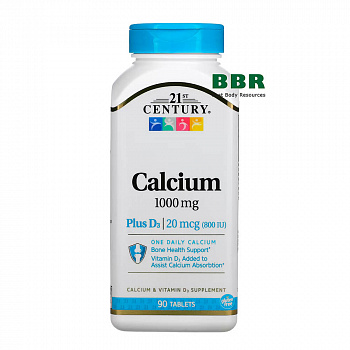 Calcium 1000mg Plus D3 20mcg  90tab, 21st Century