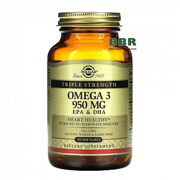 Omega 3 950mg EPA & DHA Triple Strength 50 Softgels, Solgar
