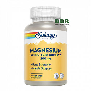Magnesium 200mg 100 Veg Caps, Solaray