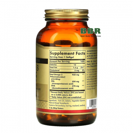 Omega 3 950mg EPA & DHA Triple Strength 100 Softgels, Solgar