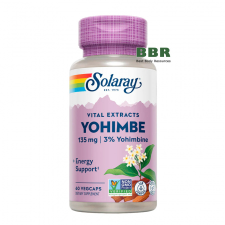 Yohimbe 135mg 3% Yohimbine 60 Veg Caps, Solaray