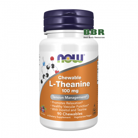 Chewable L-Theanine 100mg 90 Chewables, NOW Foods