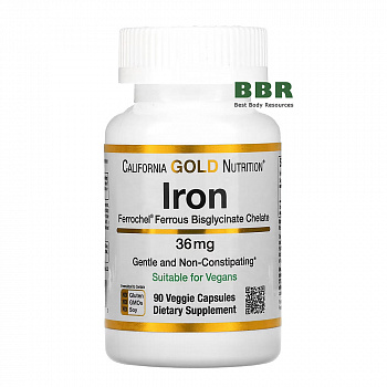 Iron 36mg 90 Veg Caps, California GOLD Nutrition