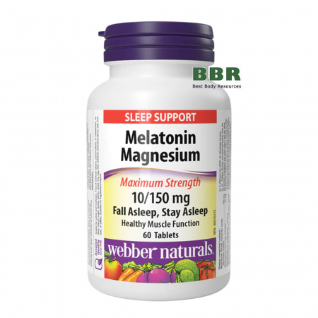 Melatonin 10mg Magnesium 150mg 60 Tabs, Webber Naturals