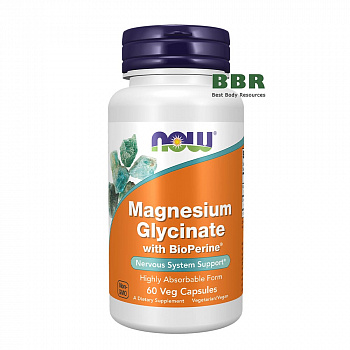 Magnesium Glycinate with BioPerine 200mg 60 Veg Caps, NOW Foods