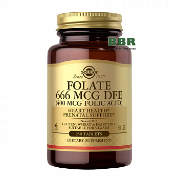 Folate 666mcg DFE 250 Tabs, Solgar