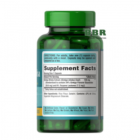 Ginkgo Biloba 120mg 200 Caps, Puritans Pride