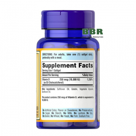 Vitamin D3 10000iu 100 Softgels, Puritans Pride