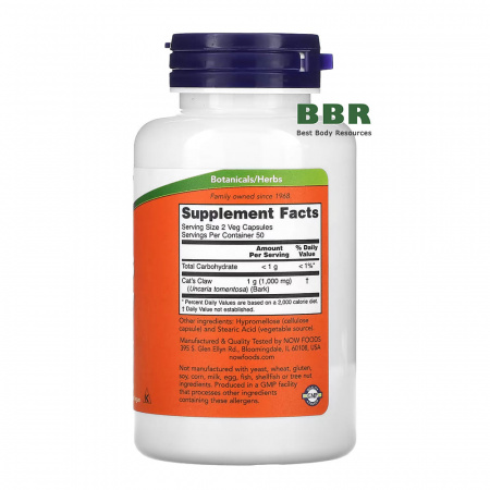 Cat's Claw 500mg 100 Veg Caps, NOW Foods