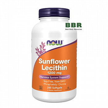 Sunflower Lecithin 1200mg 200 Softgels, NOW Foods