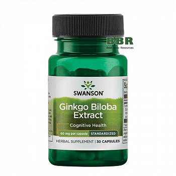 Ginkgo Biloba Extract 60mg 30 Caps, Swanson