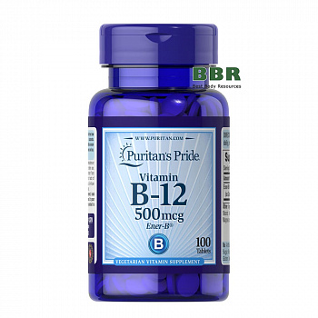 Vitamin B-12 500mcg 100 Tabs, Puritans Pride