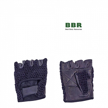 Фитнес Перчатки Кожанные с Сеткой Черные