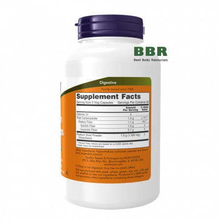 Psyllium Husk 500mg 200 Veg Caps, NOW Foods
