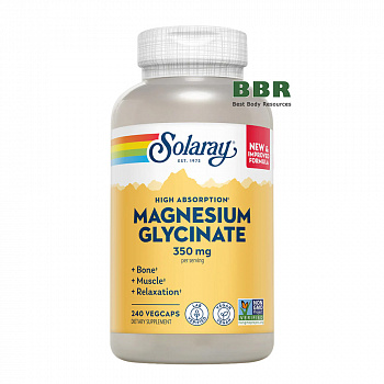 Magnesium Glycinate 350mg 240 Veg Caps, Solaray