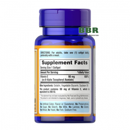 Vitamin E-90mg 200iu 100 Softgels, Puritans Pride