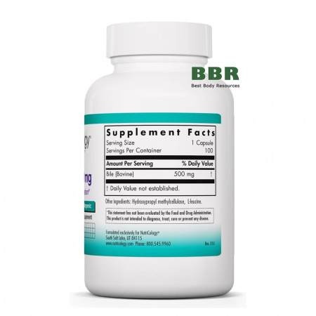 Ox Bile 500mg 100 Veg Caps, Nutricology