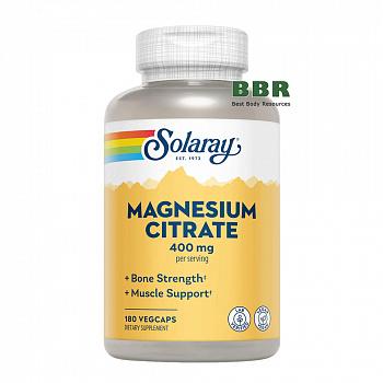 Magnesium Citrate 400mg 180 Veg Caps, Solaray