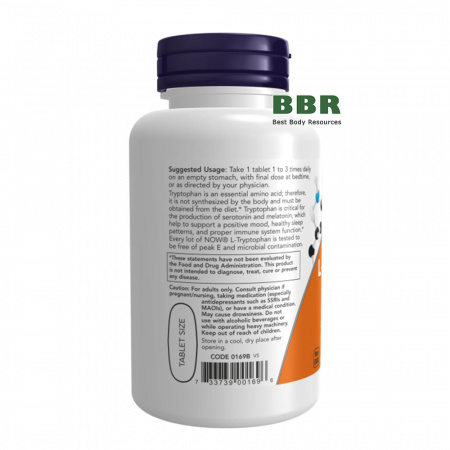 L-Tryptophan 1000mg 60 Tabs, NOW Foods